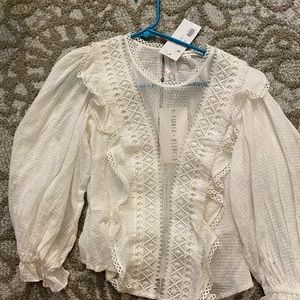 Plunging White Detailed Top NEW WITH TAGS